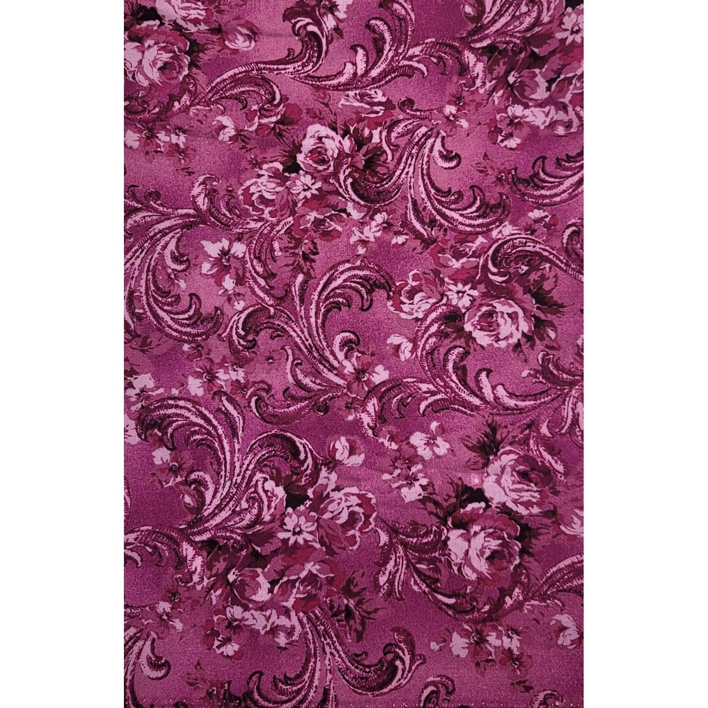 2yds 43"W Jinny Beyer Ashford RJR Fabrics‎ Magenta/Purple Floral Scroll Cotton